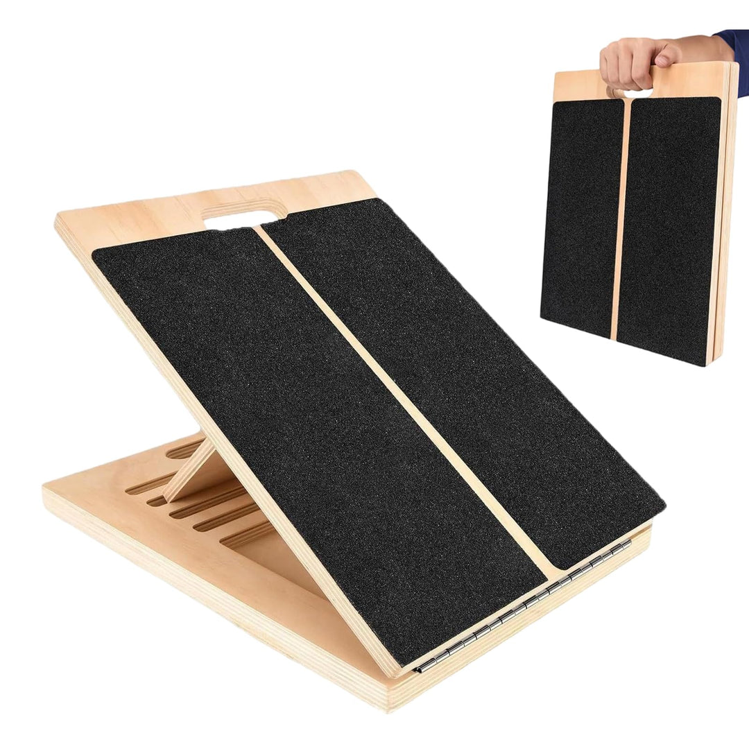 Portable Wooden Slant Board Mit Griff, Balance Board aus Holz, Verstellbares mit 5 Neigungswinkel, B