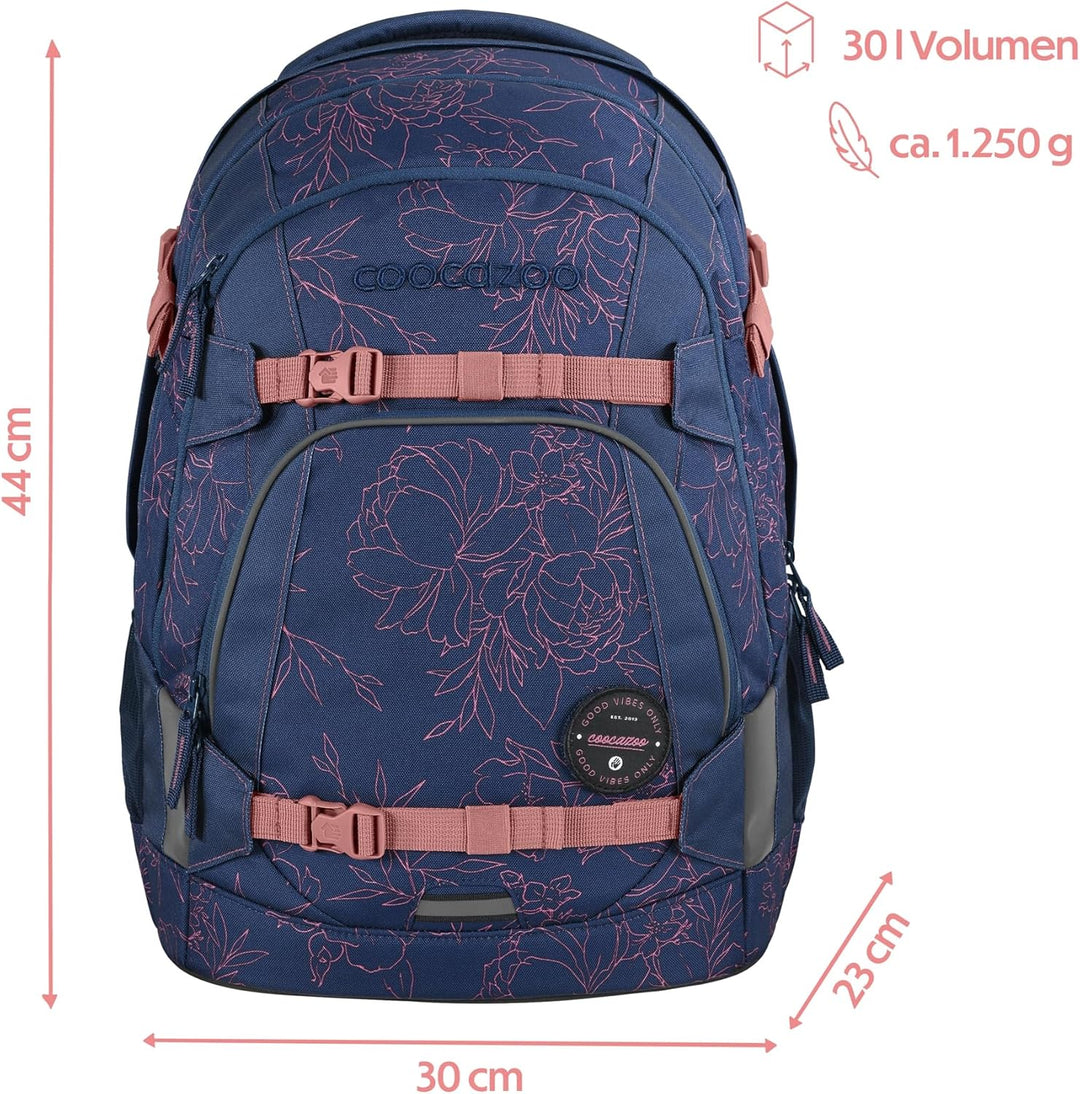 coocazoo Schulrucksack Mate, Sweet Rose, lila-rosa, ergonomischer & anpassbarer Tornister, höhen- &