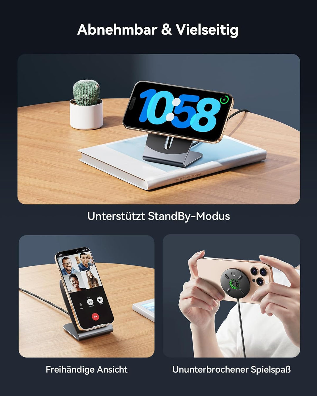 INIU Induktive iPhone Ladestation, 15W Qi2-Zertifiziertes Handy Magnetisch Kabelloses Ladegerät, Mag