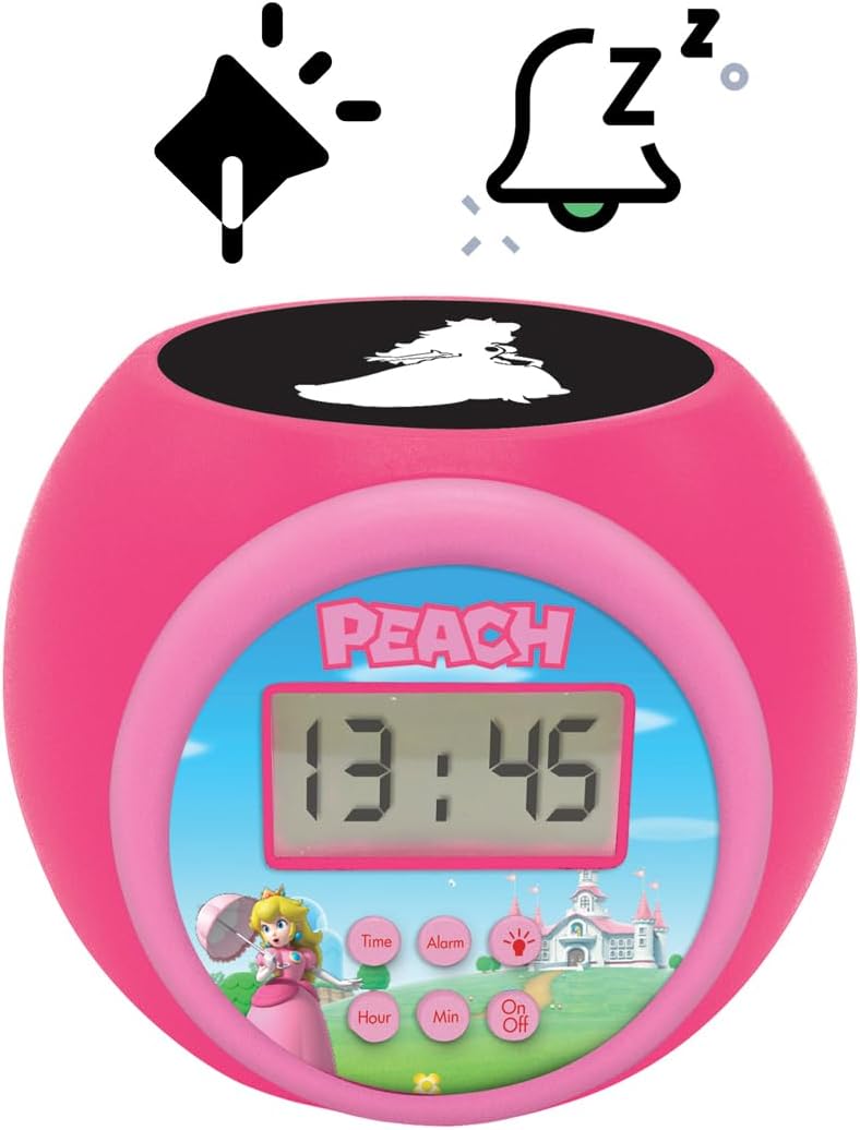 Lexibook, Nintendo Super Mario Peach, Projektor-Wecker, Deckenprojektion, Hintergrundbeleuchteter LC