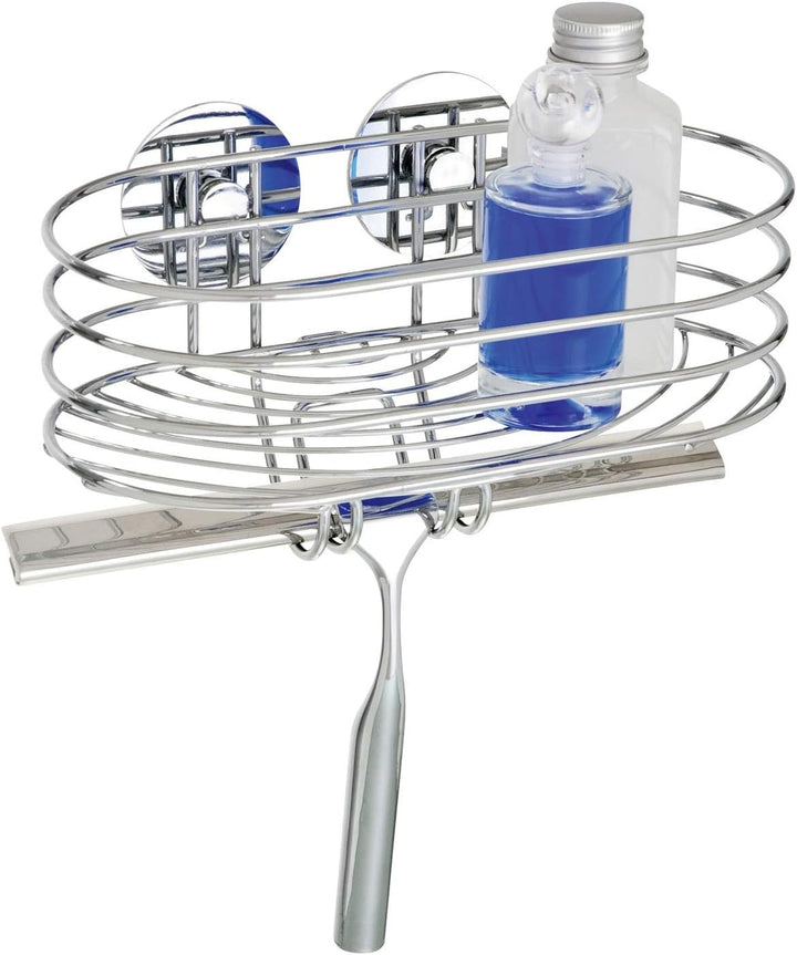 WENKO Turbo-Loc® Wandablage mit Duschabzieher - Befestigen ohne bohren, Stahl, 24 x 27.5 x 13.5 cm,