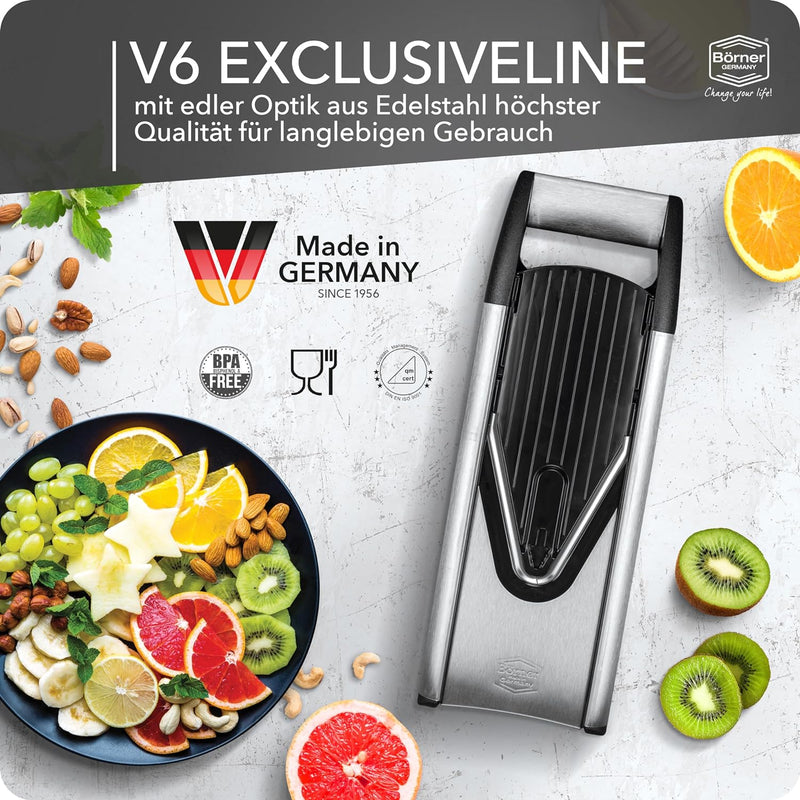 Börner V6 ExclusiveLine Gemüsehobel Profi Set (8-tlg.) • Gemüseschneider (V-Hobel) für Obst & Gemüse