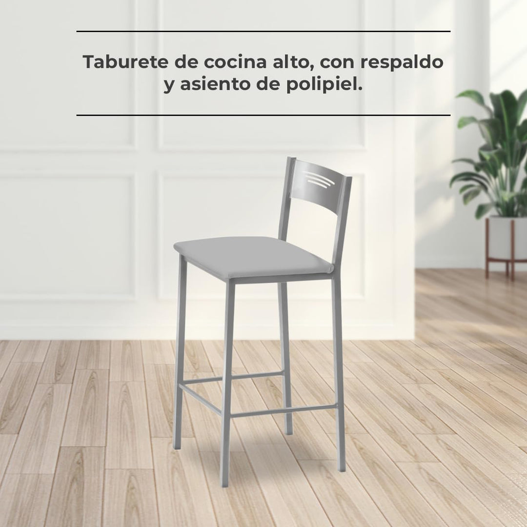 ASTIMESA Hocker für die Küche, 70 cm, Kunstleder, Grau (TAB70GR), Grau