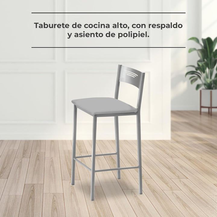 ASTIMESA Hocker für die Küche, 70 cm, Kunstleder, Grau (TAB70GR), Grau