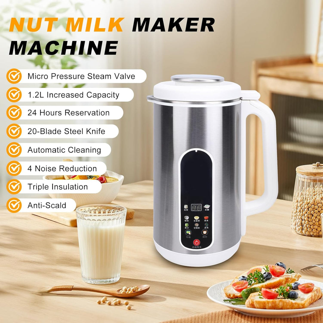 Gugxiom Pflanzenmilchbereiter, 1200 ml Automatische Nussmilch Maschine, Sojamilch Maschine, für Selb