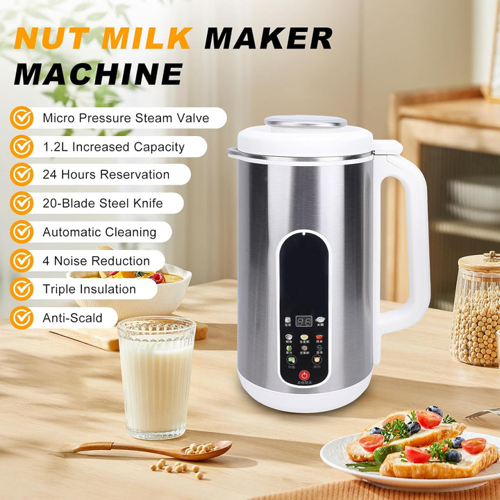 Gugxiom Pflanzenmilchbereiter, 1200 ml Automatische Nussmilch Maschine, Sojamilch Maschine, für Selb