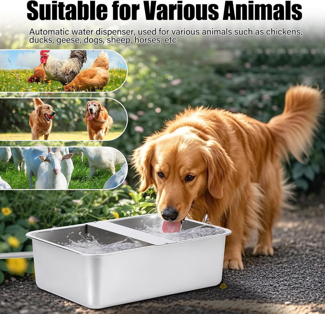 Hundebecken Automatischer Hundewasserspender,25 Liter Hundewasser im Freien Edelstahl-Wassernapf für
