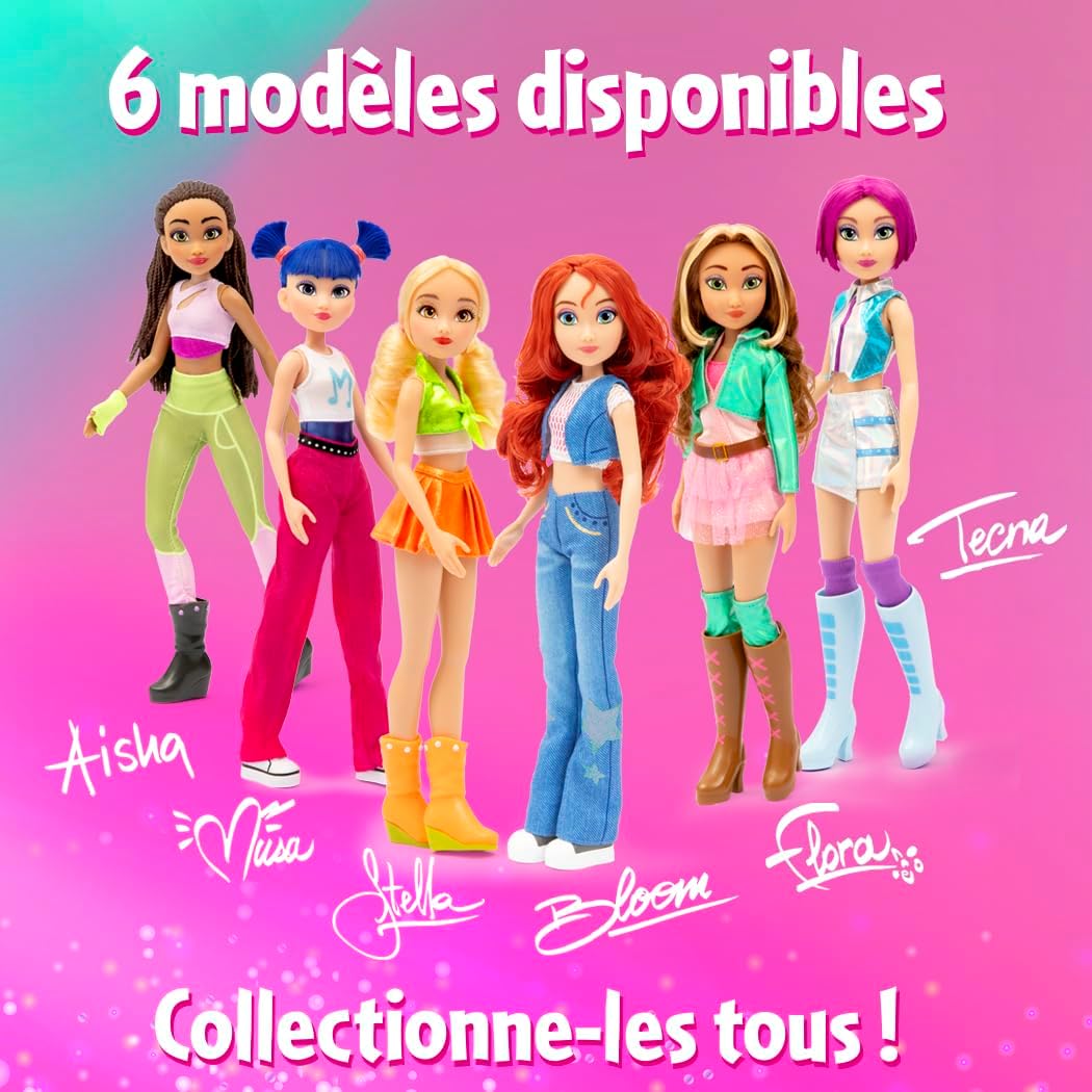 Winx Iconic Puppe – Musa, 27cm, bewegliche Gelenke, pinkes Haar, ikonisches Outfit – offizielles Win