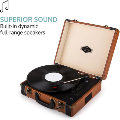 auna Jerry Lee Retro Plattenspieler - Schallplattenspieler mit Stereolautsprecher, Vinyl Player mit