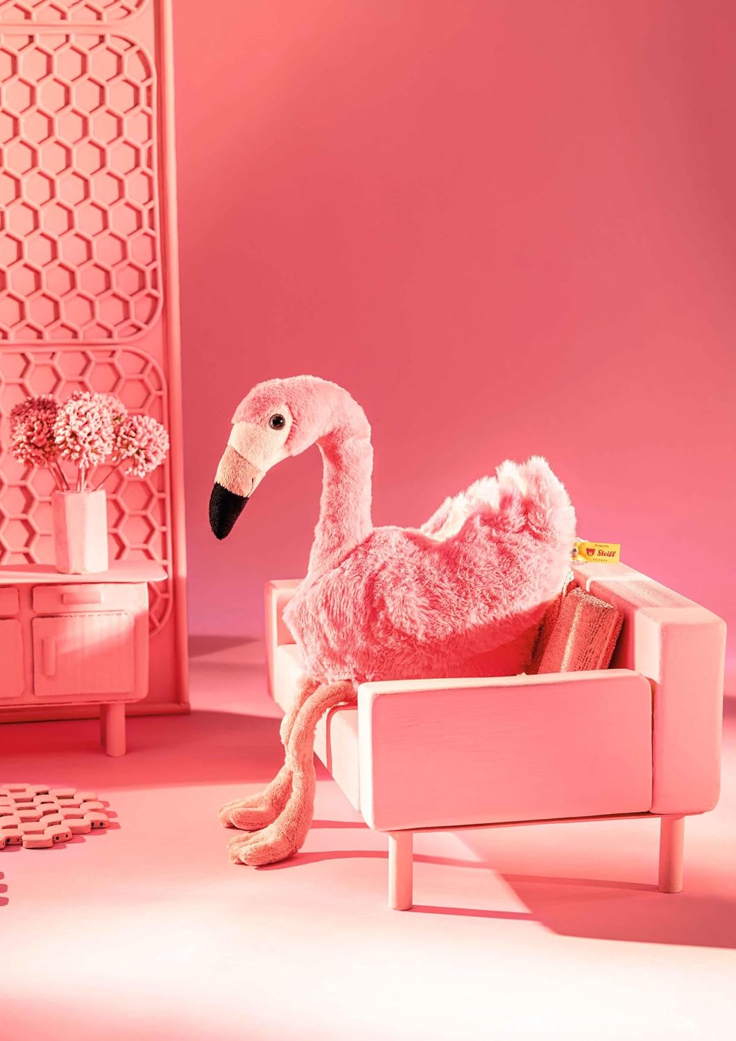 Steiff 063992 Soft Cuddly Friends Jill Flamingo, Bridal Rose, 30cm