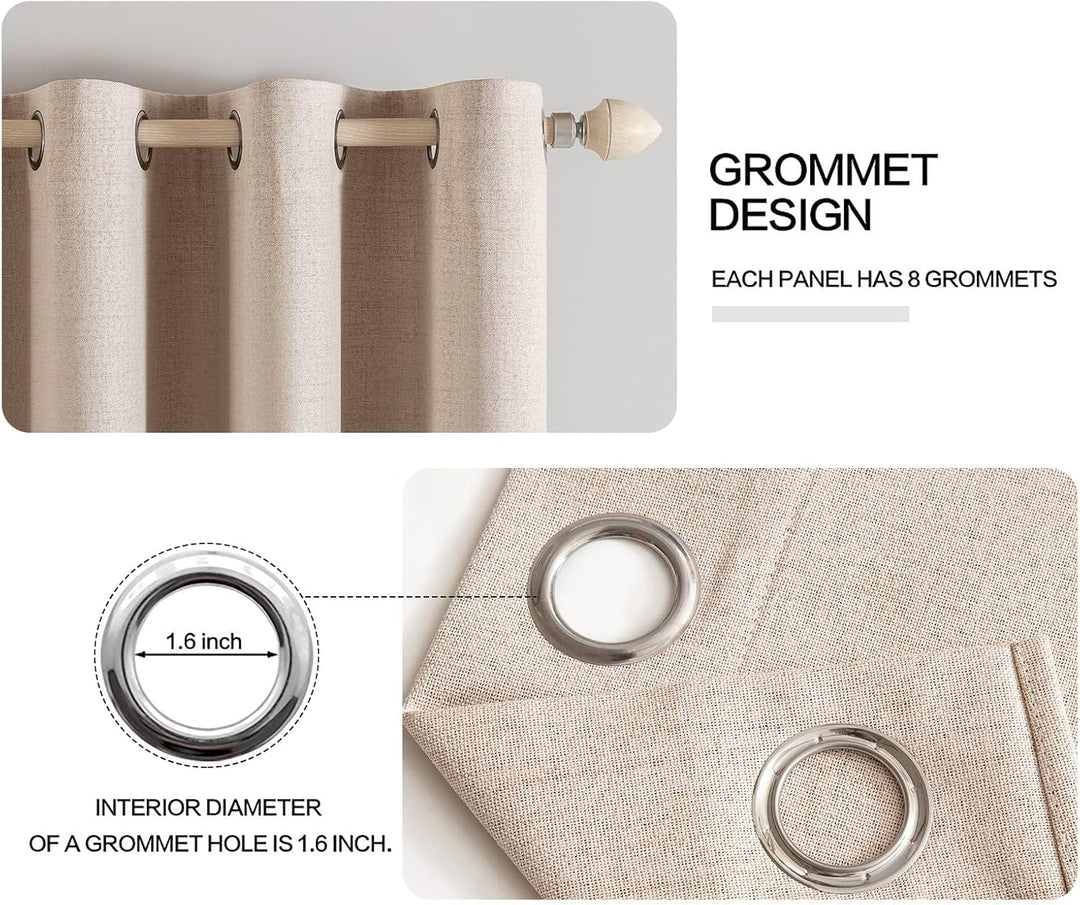 MIULEE Verdunklungsvorhänge mit ösen Gardinen Leinenoptik 2er Set 160 x 140 cm Beige Vorhang Blickdi