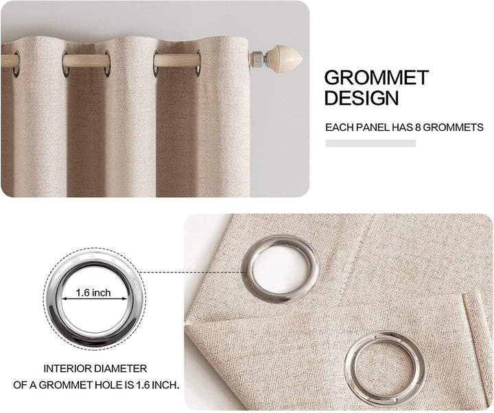 MIULEE Verdunklungsvorhänge mit ösen Gardinen Leinenoptik 2er Set 160 x 140 cm Beige Vorhang Blickdi