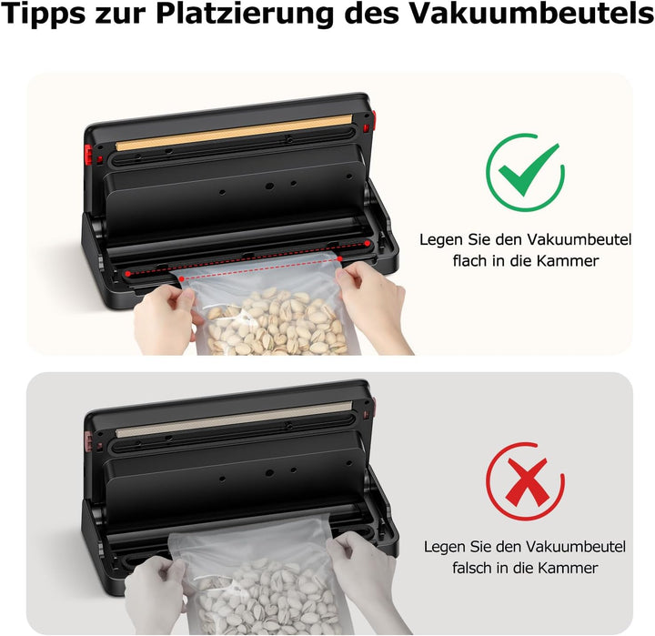 Bonsenkitchen Vakuumiergerät, für Trockene und Feuchte Lebensmittel Vakuumierer mit Eingebauter Cutt