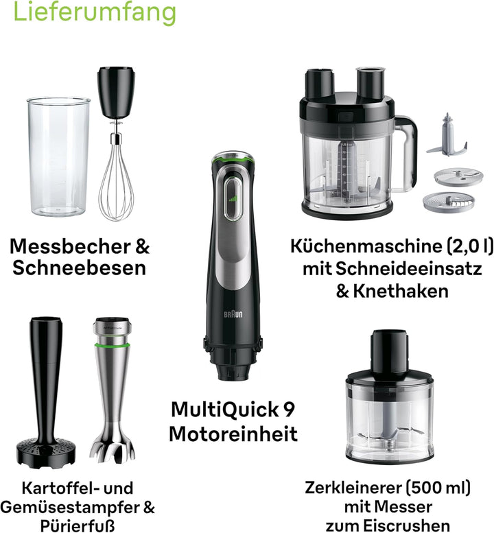 Braun MultiQuick 9 MQ 9187XLI Stabmixer – Pürierstab mit Active PowerDrive Technologie und 5 Zubehör