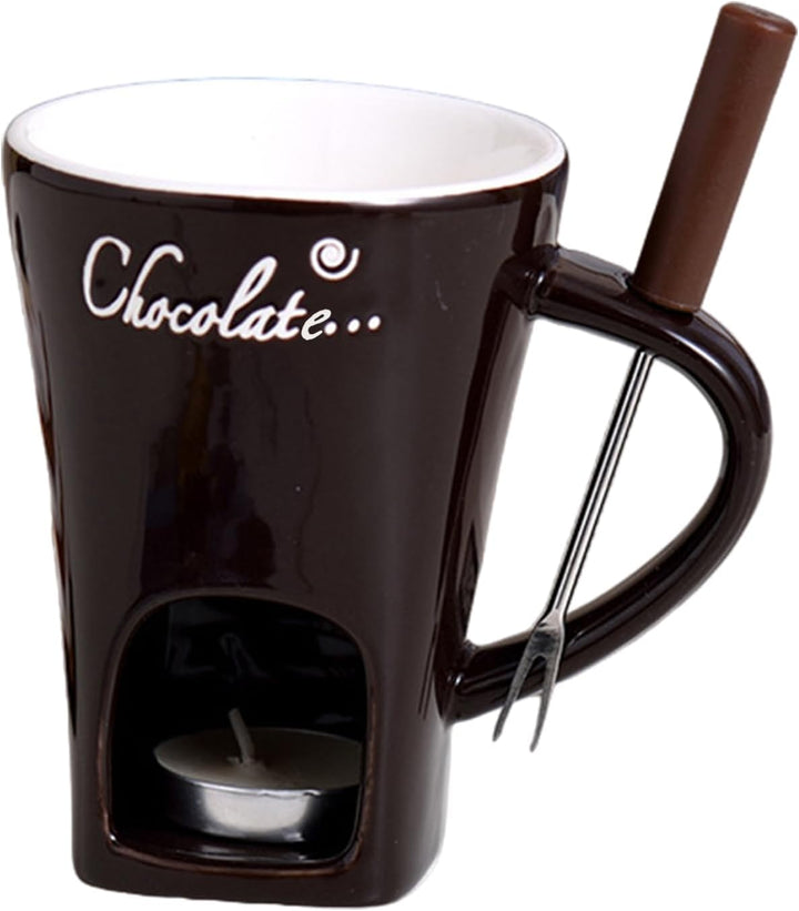Schokoladen Fondue Becher Sets,Mit Gabel Kerze, Keramische Fondue Kaffee Wärmer Tasse Für Sauce Süss