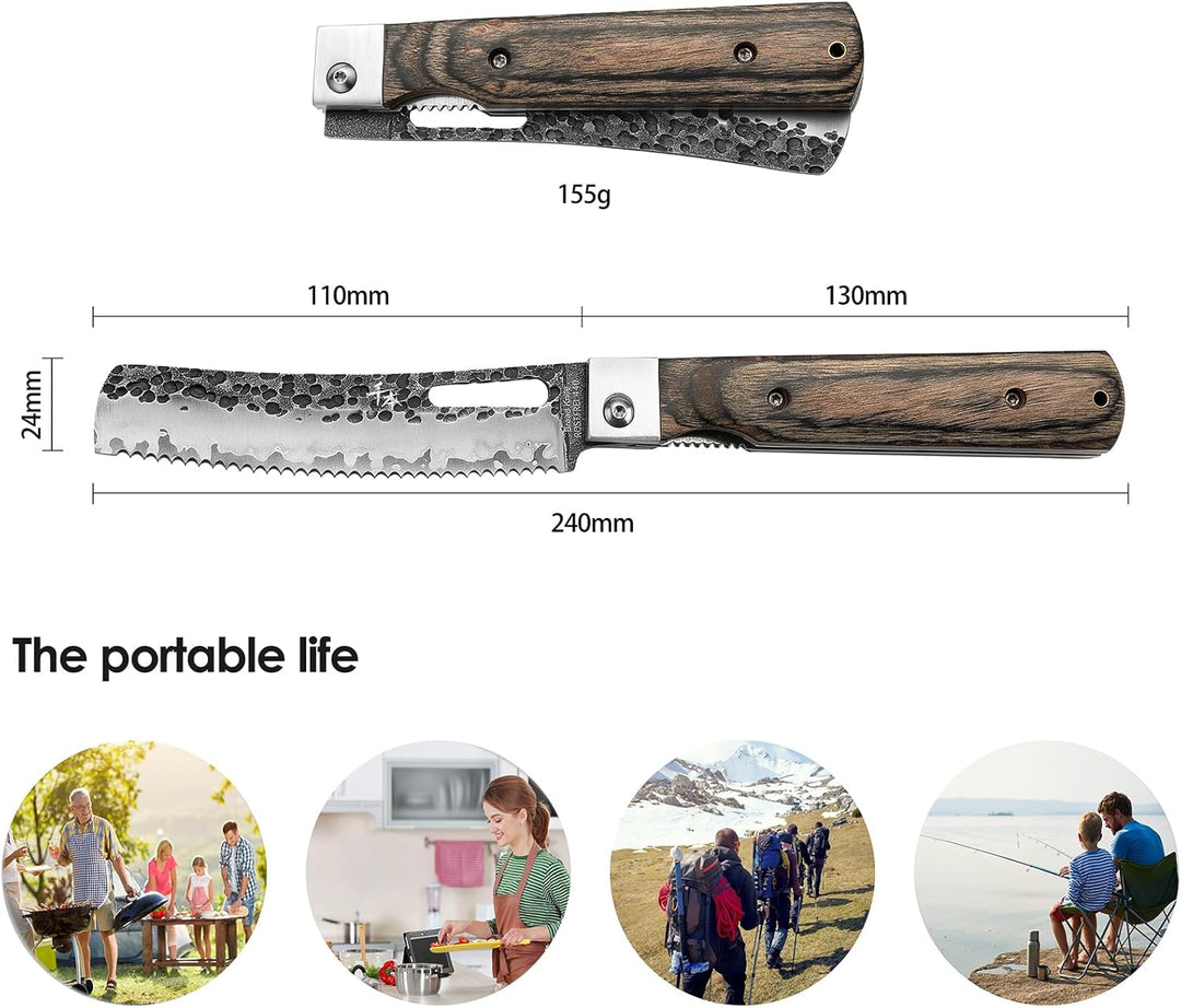 SENBON 440 Geschmiedetes Edelstahl Brot Messer Klinge Sharp japanisches stil Falten Tragbare Reise G