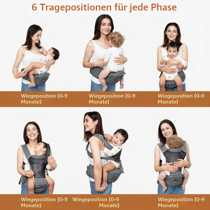 BabyTrage mit Hüftsitz: Von Neugeborenen bis Kleinkindern – Preisträgerin des Mom&