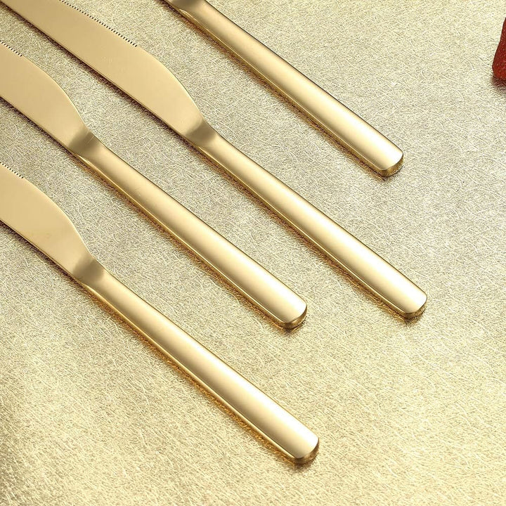 Gold Steak Besteckset 12-Teilig, Premium Edelstahl 6 Tafelgabeln und 6 Tafelmesser-Set, Steakmesser