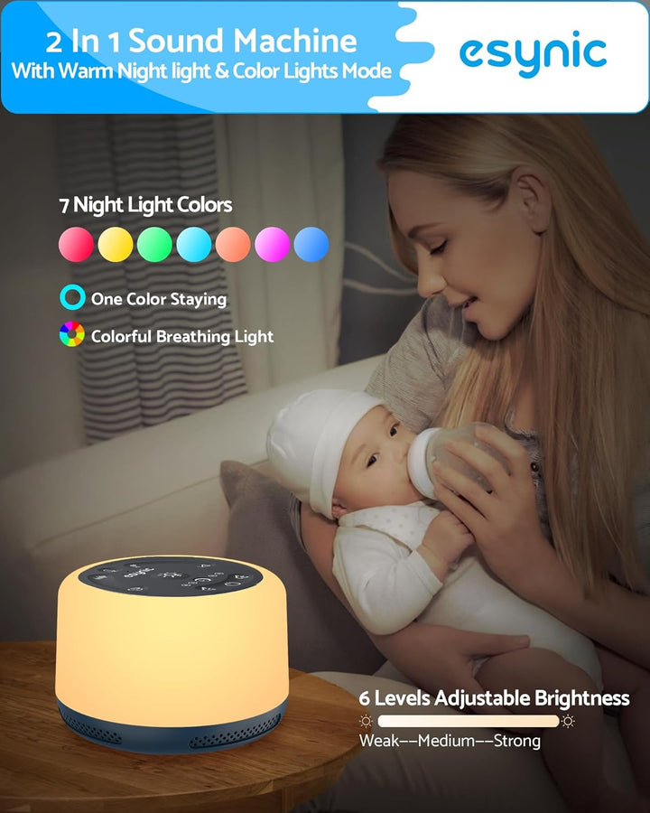 eSynic White Noise Machine Baby Weisses Rauschen Wood Design Weisses Rauschen Sound Machine Einschla