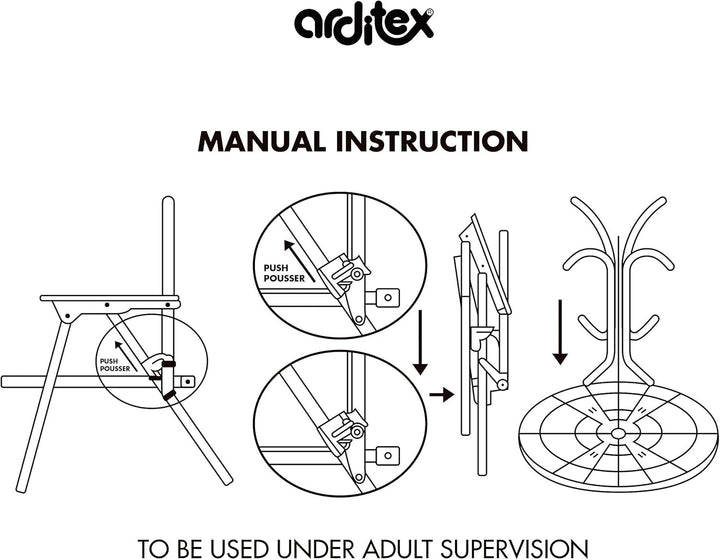 ARDITEX WD14418 Tischset (50 x 50 x 48 cm), 2 Stühle (38 x 32 x 53 cm) und Sonnenschirm (Durchmesser