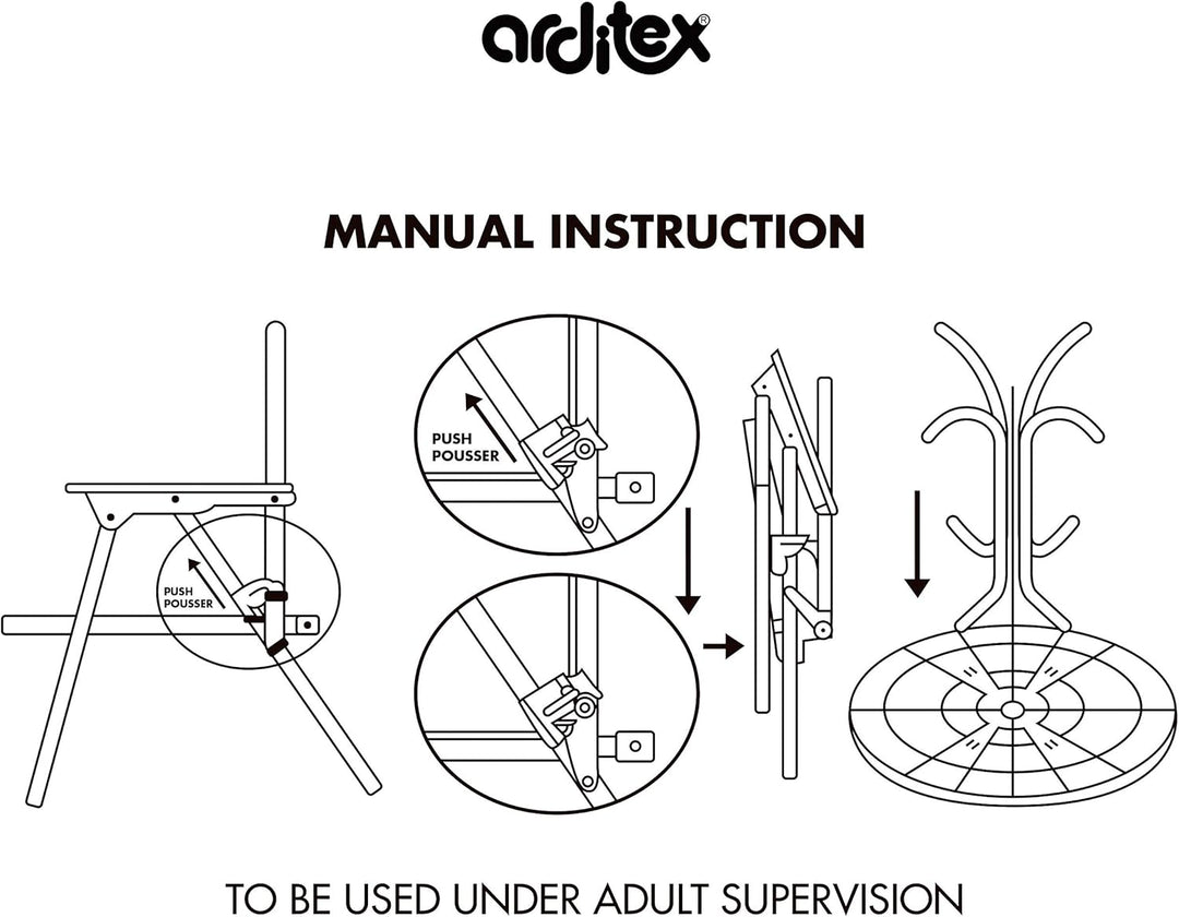 ARDITEX PP14447 Tischset (50 x 50 x 48 cm), 2 Stühle (38 x 32 x 53 cm) und Sonnenschirm (Durchmesser