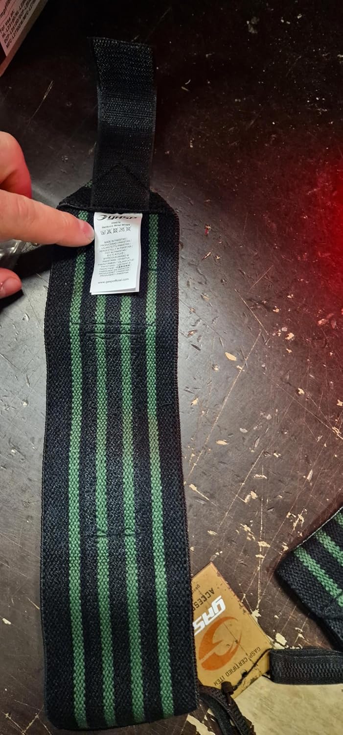 GASP Herren Hardcore Wrist Wraps Länge 33 cm Black/Green, Länge 33 cm Black/Green