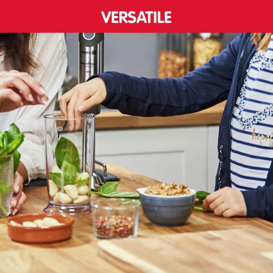Moulinex DD6558 DD655810 Quickchef 3-in-1 Tauchmixer, Powelix-Technologie, 3 Zubehörteile, Edelstahl