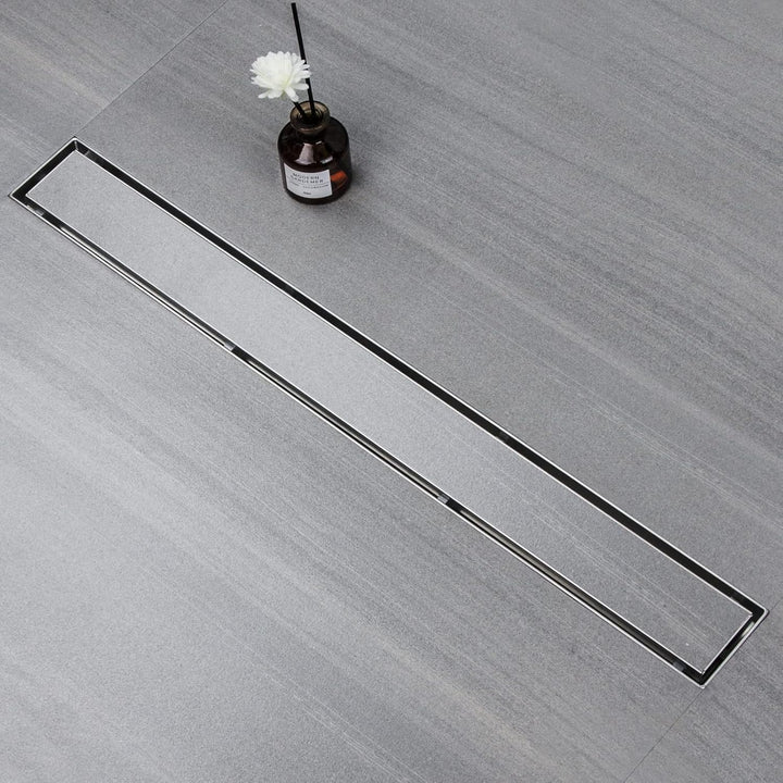 sunrik Duschrinne 70 cm, Befliesbar Duschrinne extra flach, Edelstahl Bodenablauf Komplettset mit 36