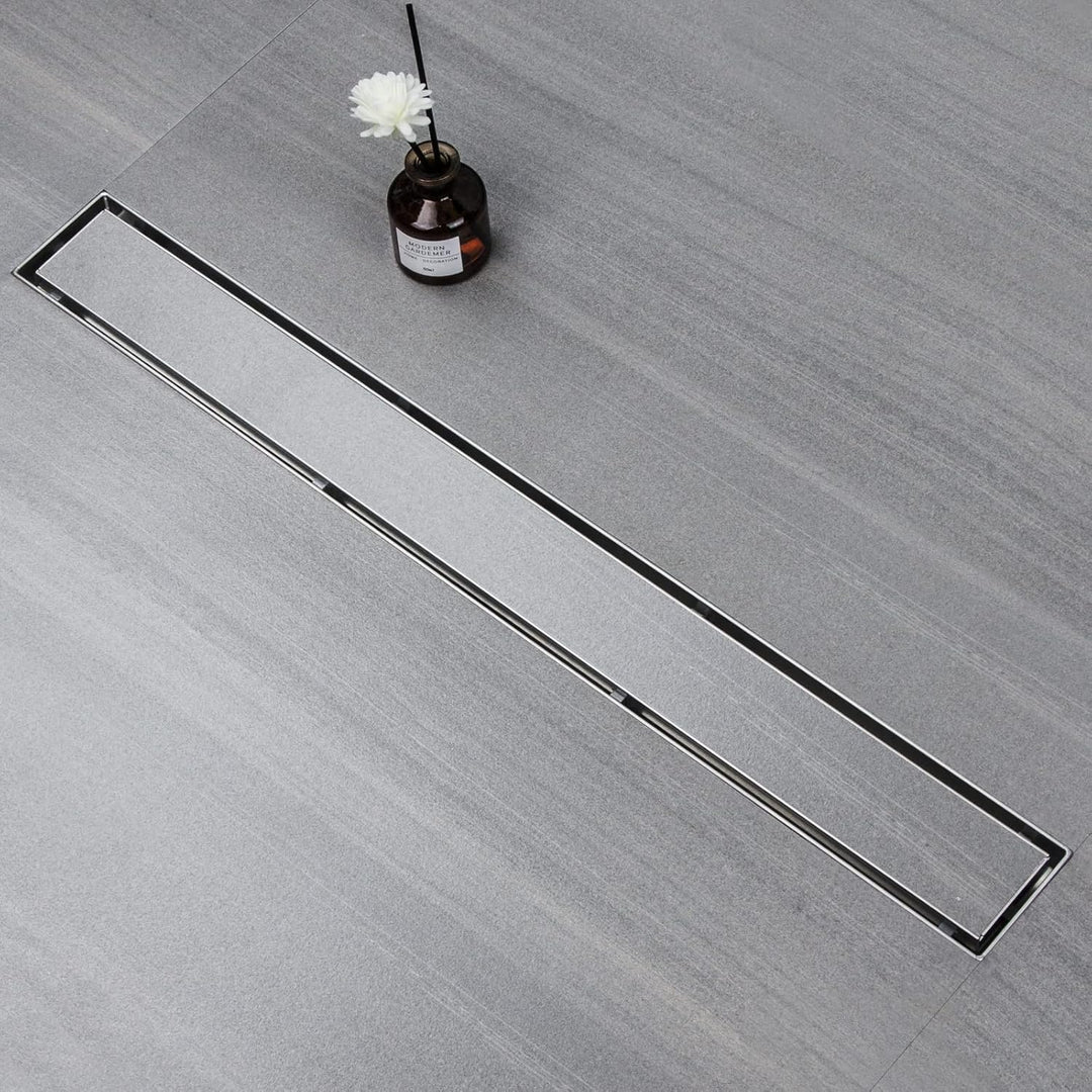 sunrik Duschrinne 30 cm, Befliesbar Duschrinne extra flach, Edelstahl Bodenablauf Komplettset mit 36