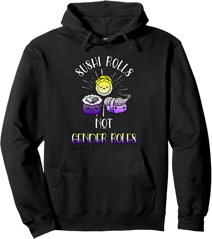 Nonbinary Sushi Rolls NB Enby Pride Flag Gender Roles Queer Pullover Hoodie