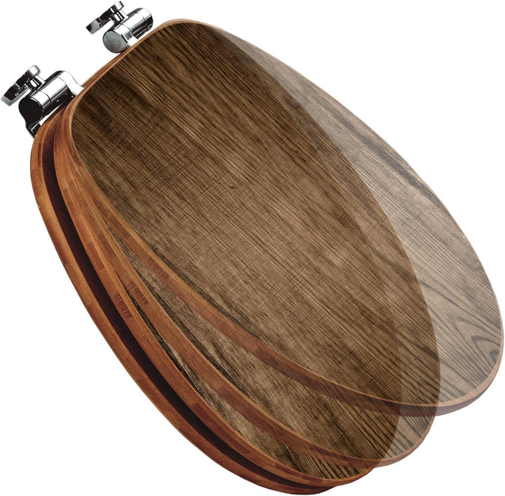 banjado® Design WC Sitz Bambus Absenkautomatik mit Motiv Maserung Dunkel/Toilettendeckel mit Absenka