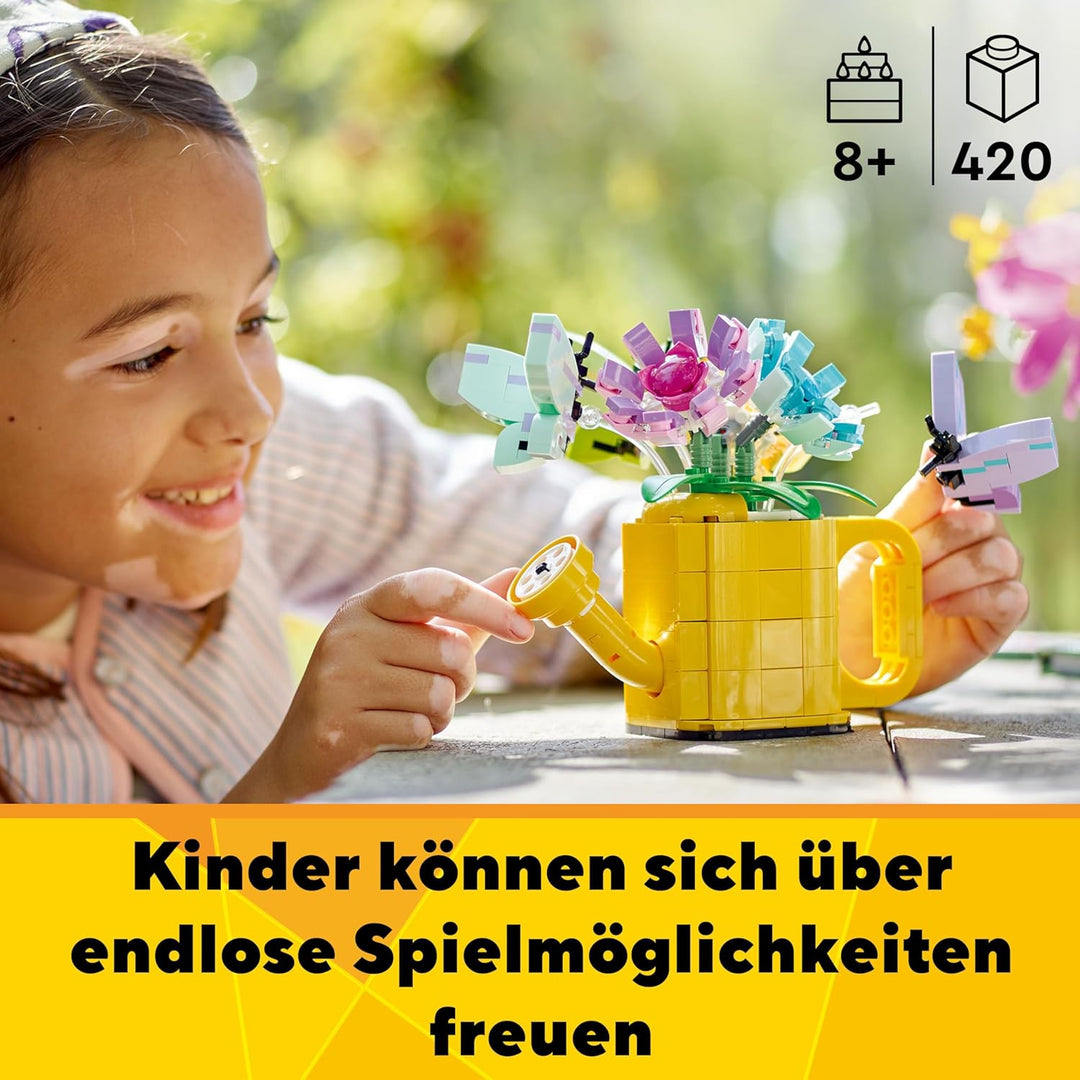 LEGO Creator 3in1 Giesskanne mit Blumen Set, Kinderzimmer-Deko, Baue eine Giesskanne mit Blumenstrau