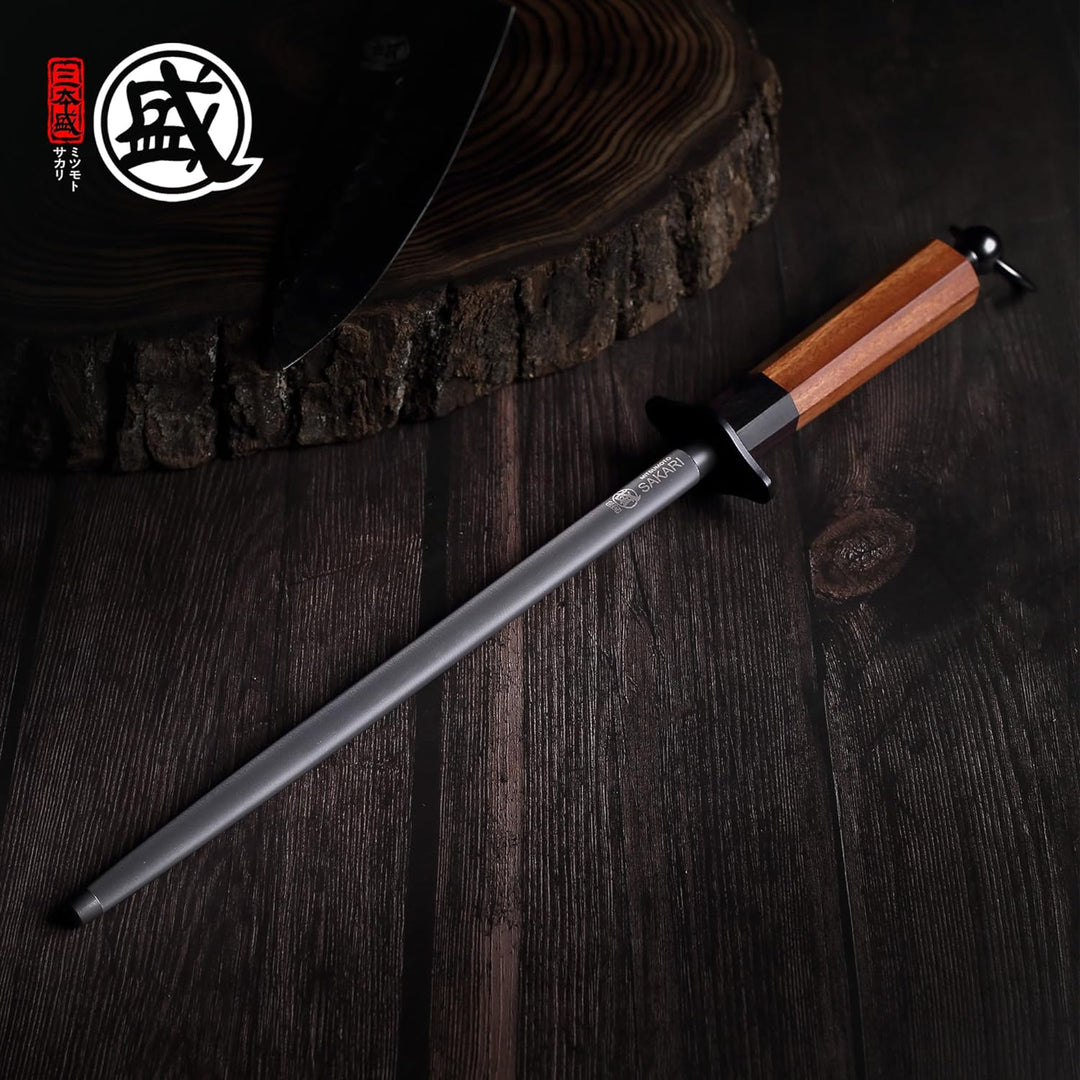 MITSUMOTO SAKARI 40 cm Japanischer Professioneller Wetzstab, Wetzstahl Für Messer aus Hochwertigen D