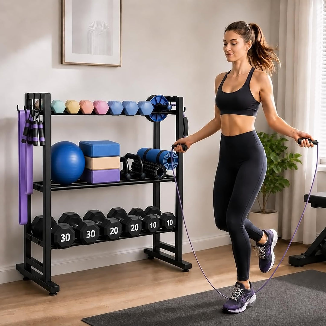 3-stöckiger Hantelständer mit verstellbarer Hantelablage, Kurzhantelständer für Home Gym, Hantelrega