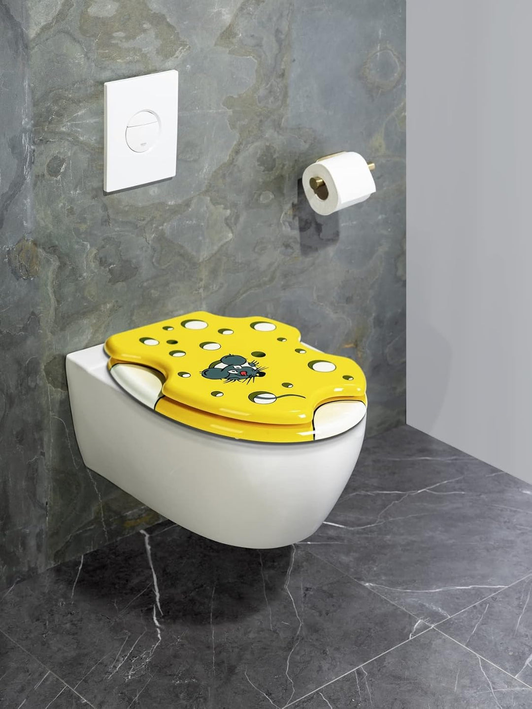 WENKO WC-Sitz Speedy, Toilettensitz mit ansprechendem 3D-Motiv, WC-Deckel für sanftes Deckelschliess