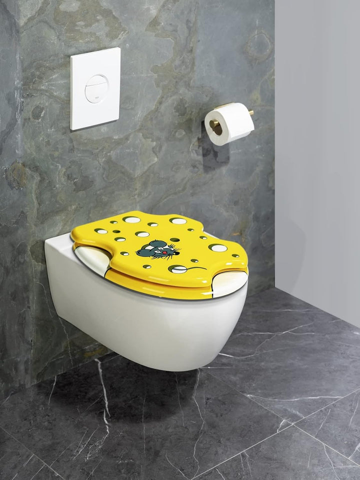 WENKO WC-Sitz Speedy, Toilettensitz mit ansprechendem 3D-Motiv, WC-Deckel für sanftes Deckelschliess