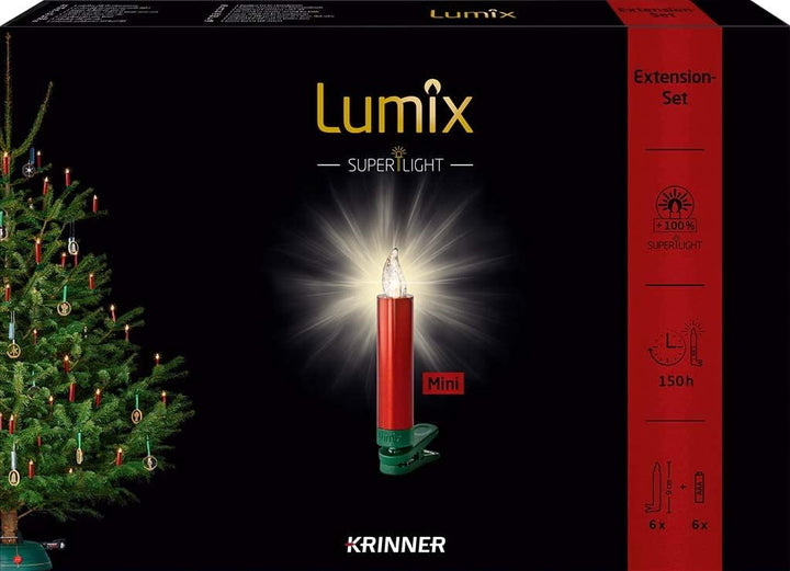 Lumix Kabellose LED Christbaumkerzen Superlight Mini Metallic Rot Erweiterungs-Set mit 6 Kerzen, Art
