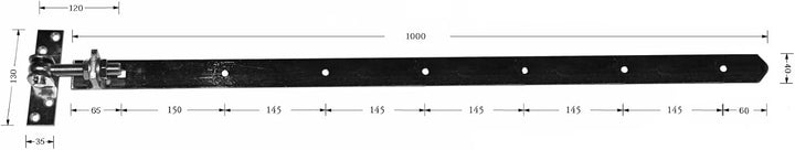 Ladenband | Torband | einstellbar | verstellbar, Längen 300-1000 mm lang (Länge: 1000 mm, galvanisch