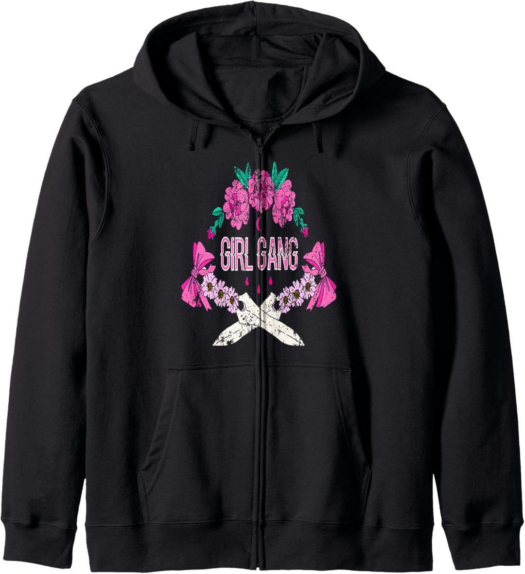 Rosa Blumen Girl Gang Kapuzenjacke