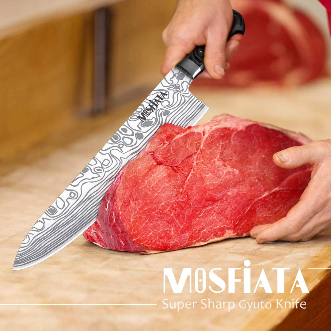 MOSFiATA Kochmesser Superscharfes Profi-Küchenmesser 10 Zoll Kuchen Messer Fleischmesser Deutscher E