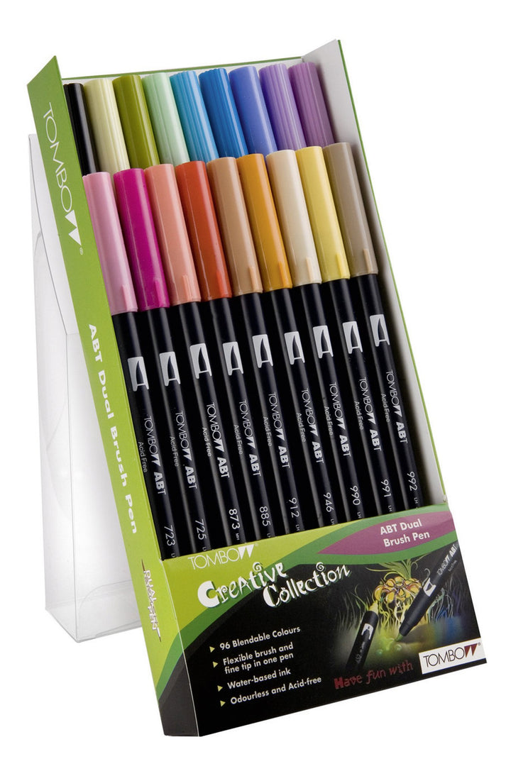 Tombow ABT-18C-2 Fasermaler Dual Brush Pen mit zwei Spitzen, 18-er Set, sekundärfarben