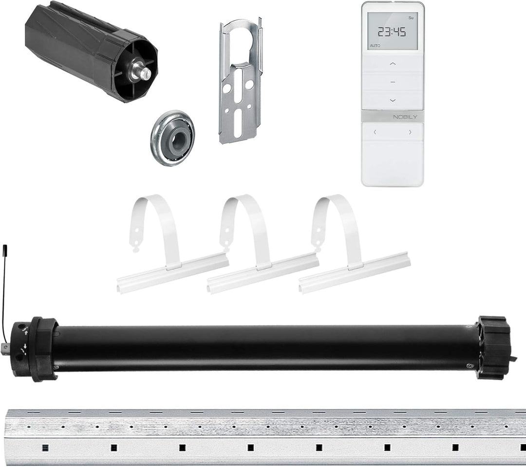 NOBILY Rolladen-Komplett-Set f. 60mm Achtkantwelle Mechanischer Funk Maxi-Rolladenmotor 10Nm + Rolla
