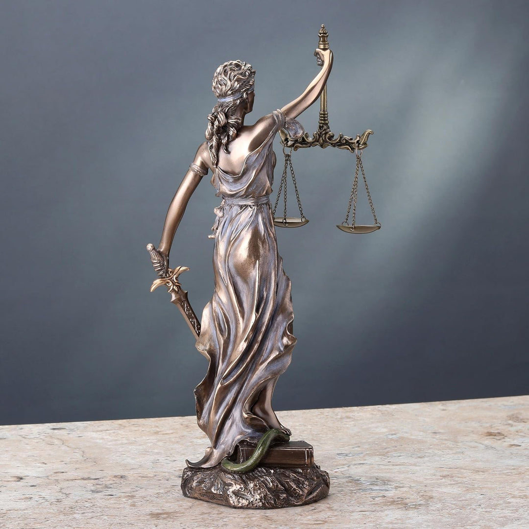 Cold Cast Bronze Cardinal Virtues Our Lady of Justice Statue Figurine, 11 3/4 Inch by Studio Collect