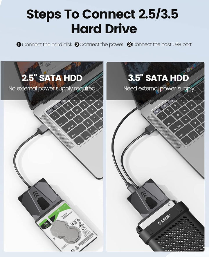 ORICO SATA Kabel Adapter,USB 3.0 zu SATA III Kabel für 3,5 Zoll HDD/SSD Festplatten,Unterstützt UASP