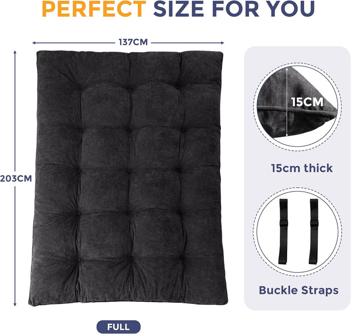 MAXYOYO Futon Matratze, Chenille-Stoff, 15cm Dick Bodenmatratze Verwendbar als Schlafsofa, Geknöpft