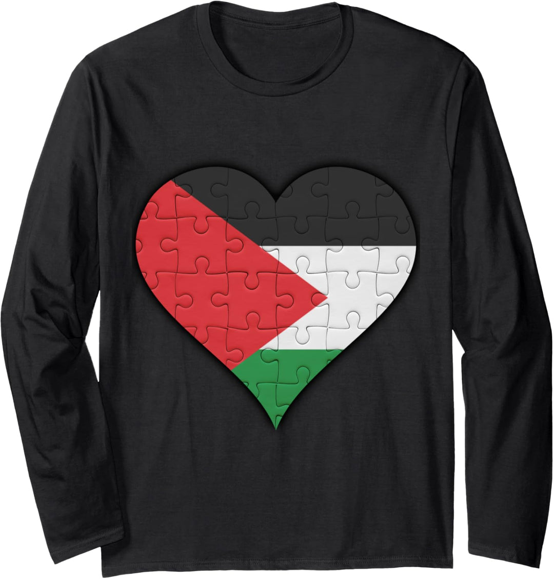 Palästina Palästinensische Flagge Herz Langarmshirt