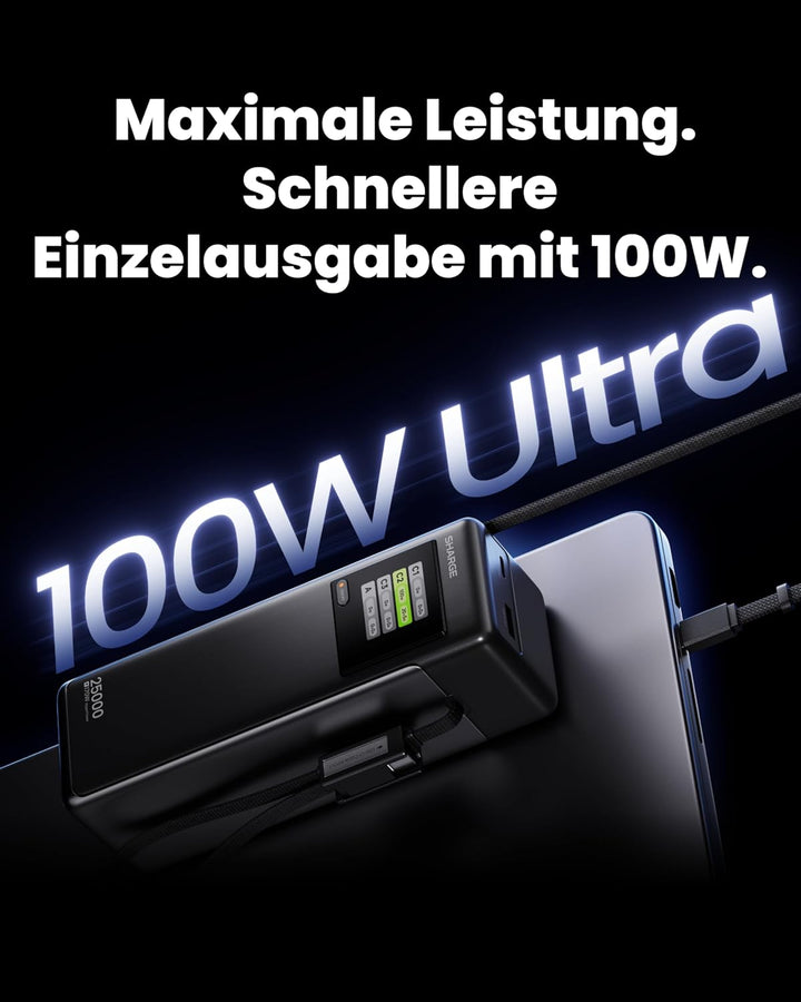 sharge Laptop Powerbank 170W, HyperTower 170 Schnellladegerät Tragbare Power Bank 25000mAh mit 4 Ans