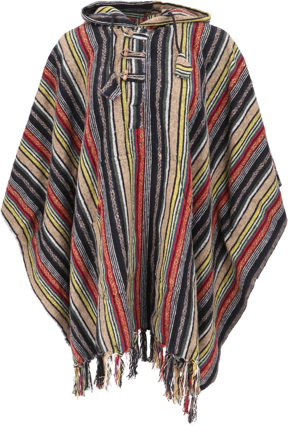 GURU SHOP Poncho Hippie Chic, Ethno Poncho, Andenponcho, Herren/Damen, Blau, Baumwolle, Size:One Siz