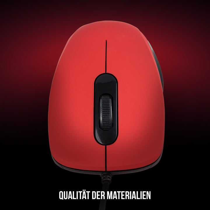 Modecom MC-M10S Rot USB Kabelgebundene Maus | Leise Silent Computermaus für Laptop & PC | Ergonomisc
