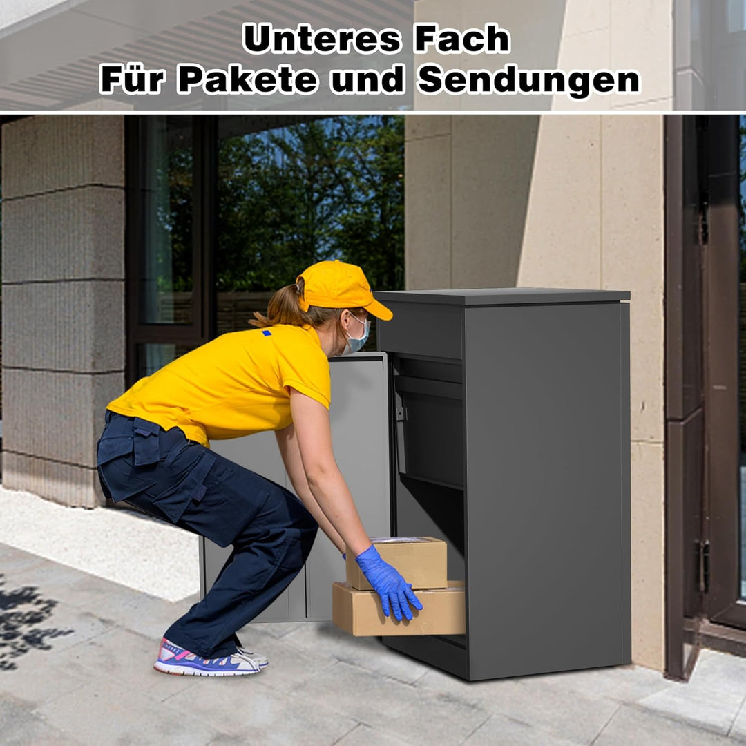 Paketbox Briefkasten mit Paketfach Paketbox Draussen Gross XXL Diebstahlgeschützter Paketbriefkasten